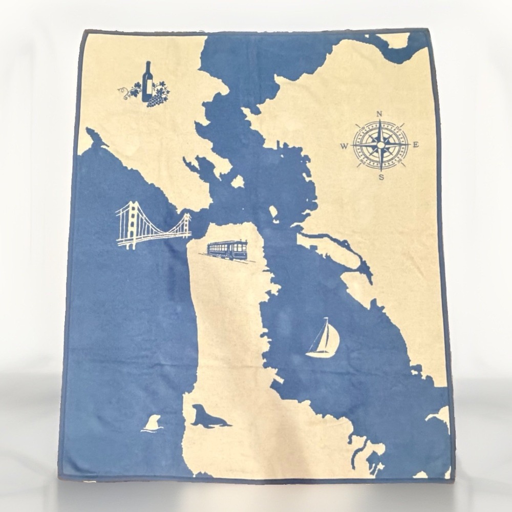 ChappyWrap San Francisco Map Blanket 70x58 Blue Cream Made Germany
